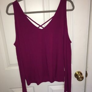purple off the shoulder top